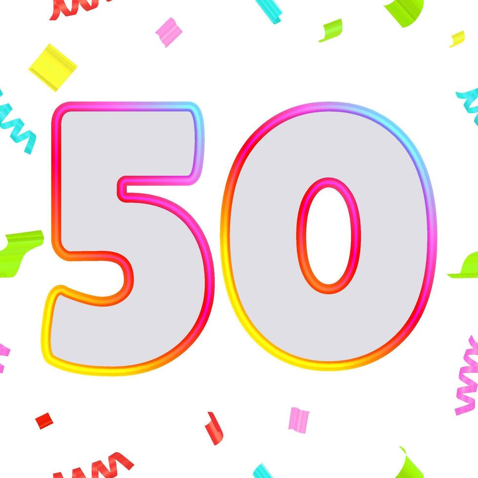 Gradient festive anniversary numbers designs with confetti vector