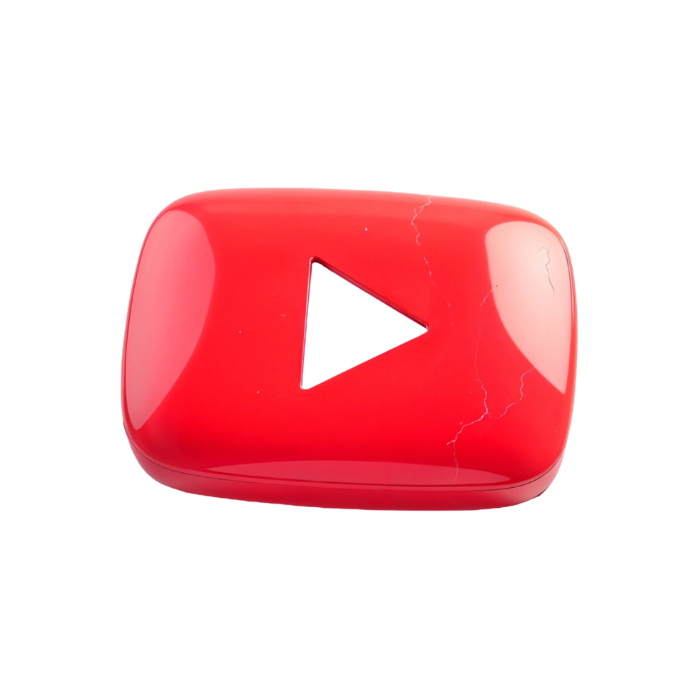 3d YouTube logo play button red square social media icon online entertainment isolated on transparent background png