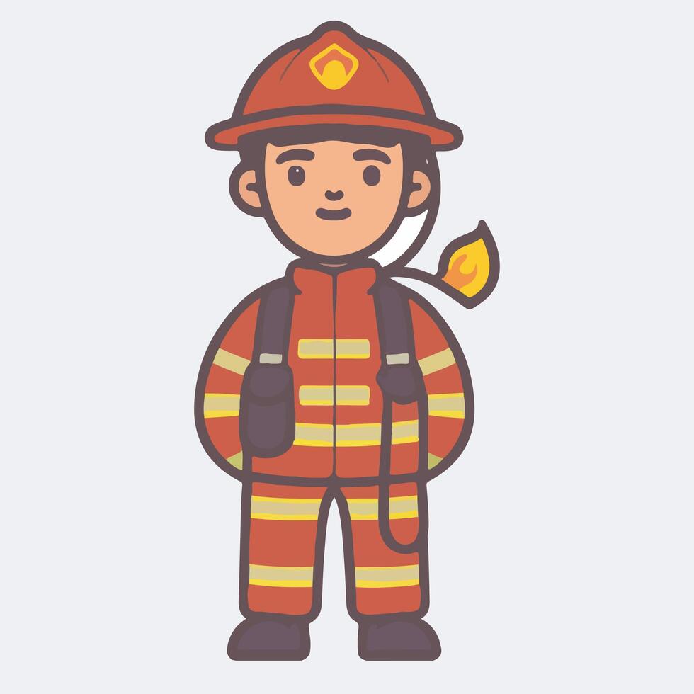 Illustration simple art of fireman perfect for design vector