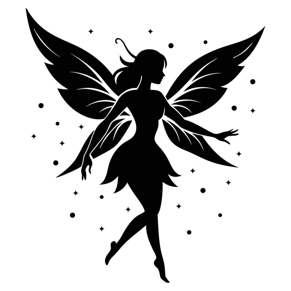 Enchanted Fairy Silhouette, Magical Art vector