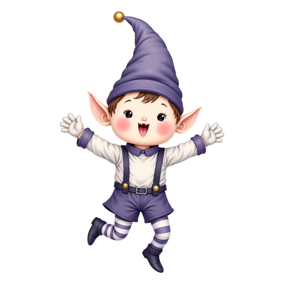 Happy Christmas Elf in Purple Outfit png