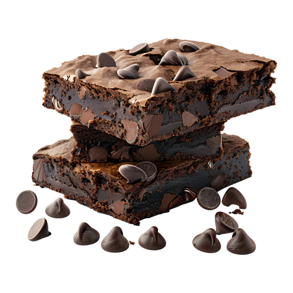 Moist Brownie Squares on Transparent Background png