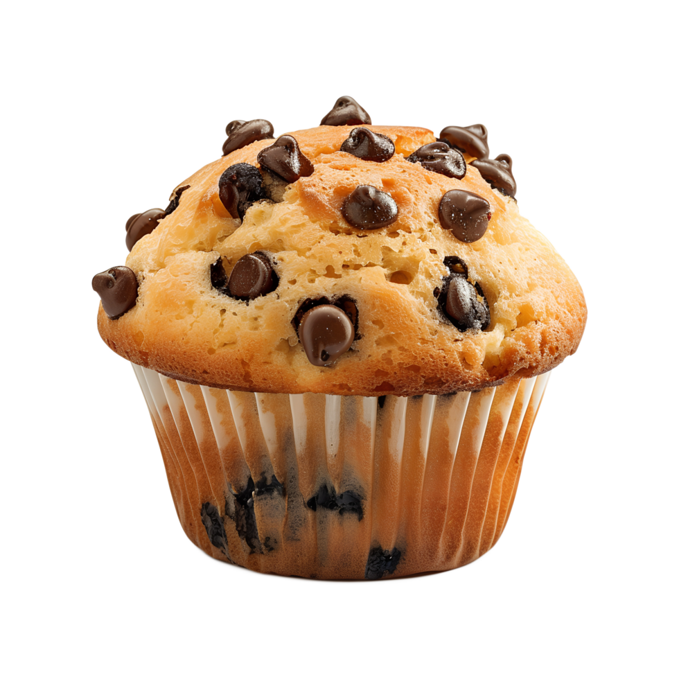 A muffin with chocolate chips on top png