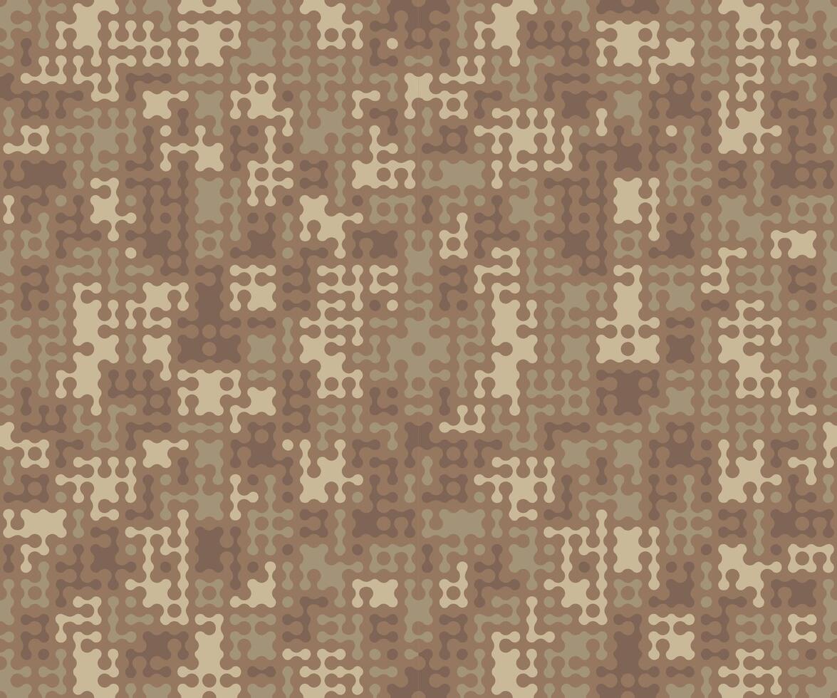 Digital camo. Seamless urban camouflage truchet pattern. Military modern texture. Brown beige colors. Fabric, textile print vector