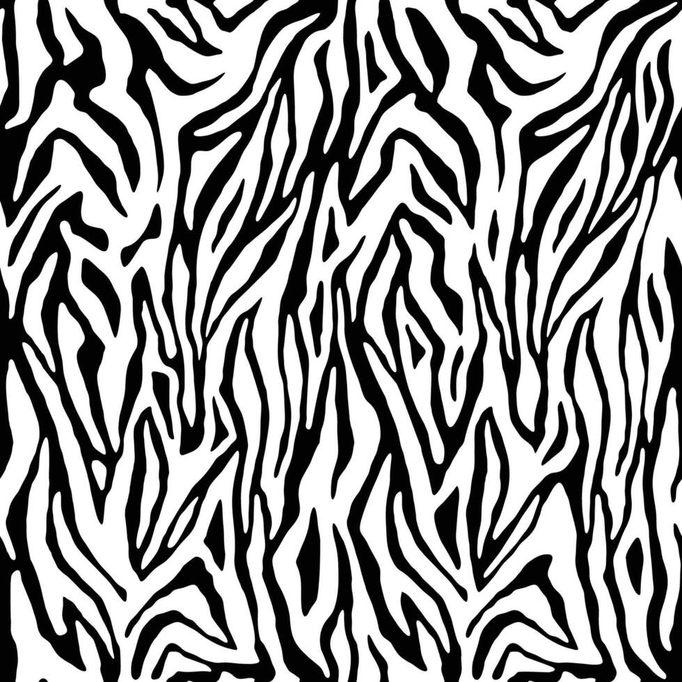 Zebra skin, stripes pattern. Animal print texture. Black and white background vector