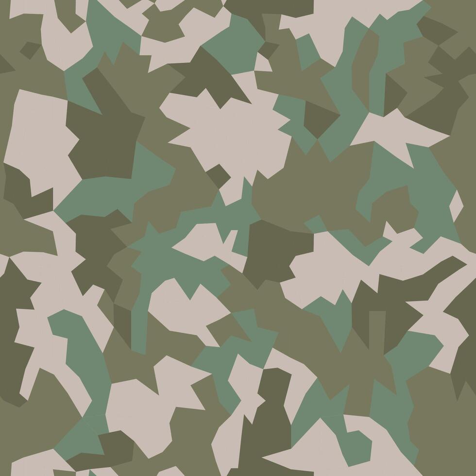 Military camouflage, repeats seamless texture. Camo geometric pattern for Army Clothing. Green, brown color, fabric hunting vector