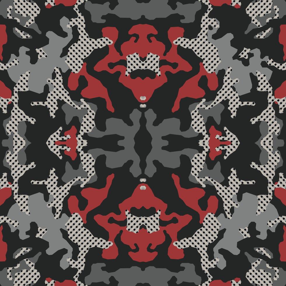 Abstract symmetrical camouflage pattern, Psychedelic camo background. Embroidery background. Bandanna, shawl, design for textile, fabric print vector