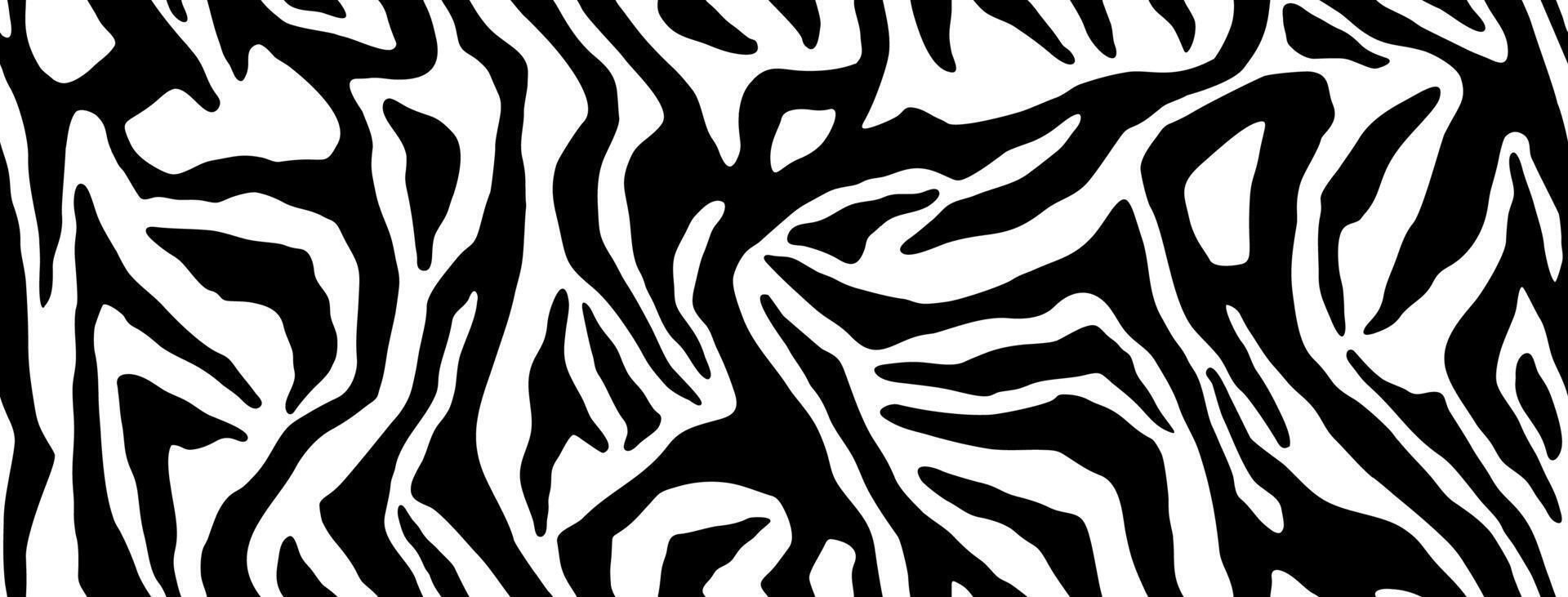 Zebra fur stripe skin, animal pattern. Repeating texture. Black and white seamless background vector