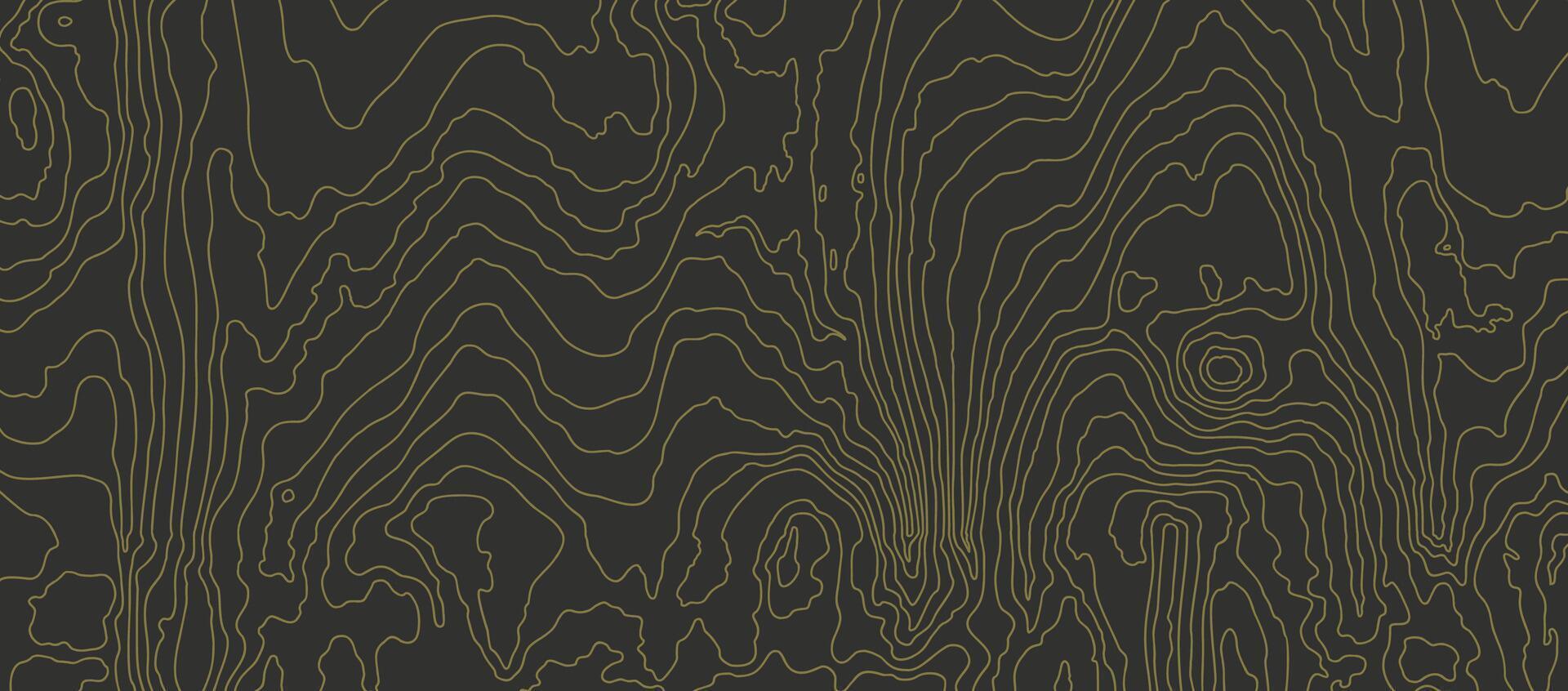 Wood grain, black texture. Wooden pattern with gold fibers. Abstract outline background vector