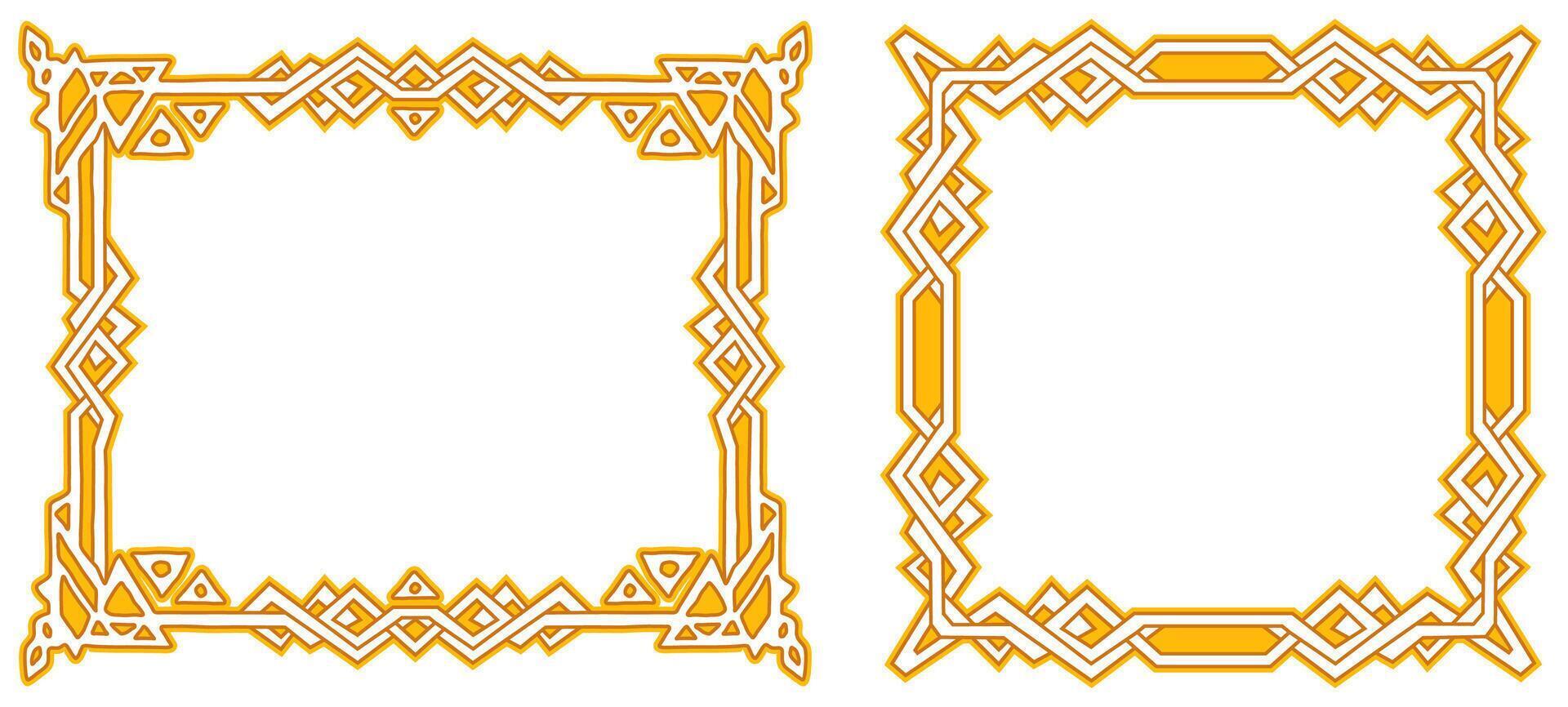 Square and rectangular frame with celtic national ornament, interlaced ribbon isolated on white background. Element for graphic design vector