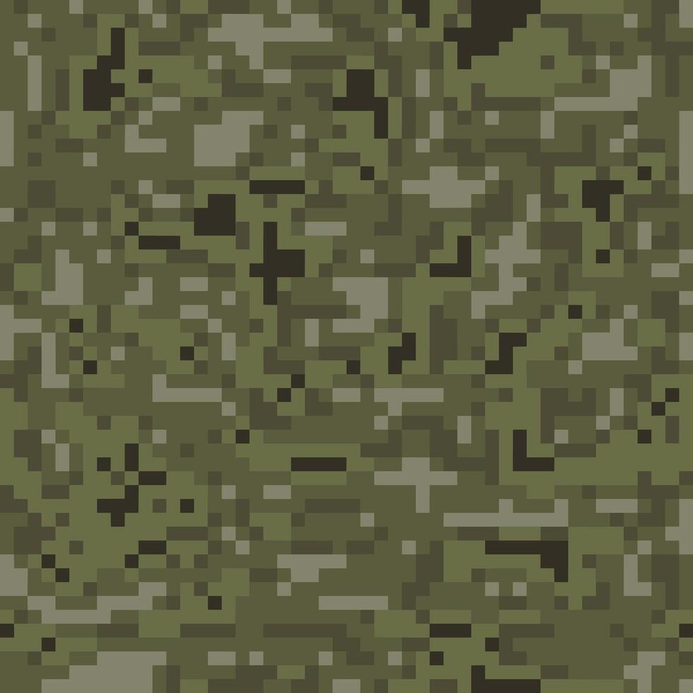 Pixel camouflage seamless pattern. Printing on cloth, textile, wallpaper, paper, wrapper. Green color camo, background in military style. vector