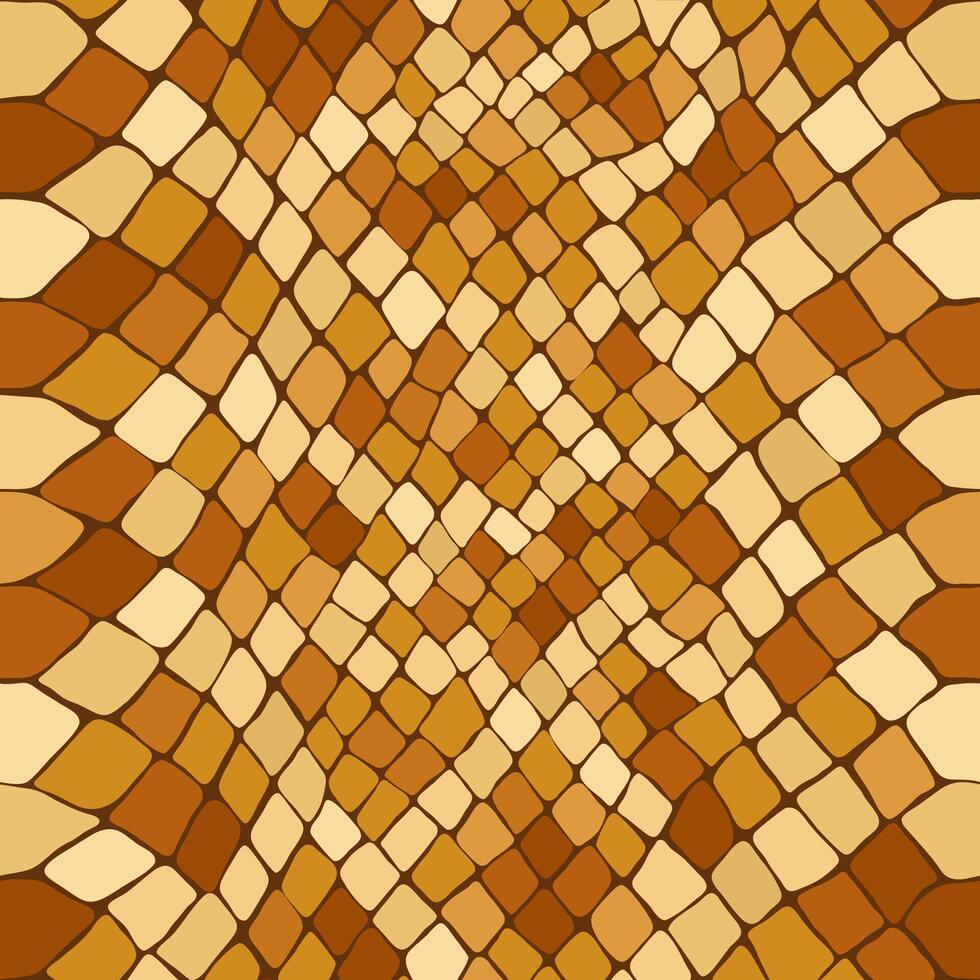 Snake skin scale seamless drawing. Bright yellow reptile texture. Animal print. Cobra pattern vector