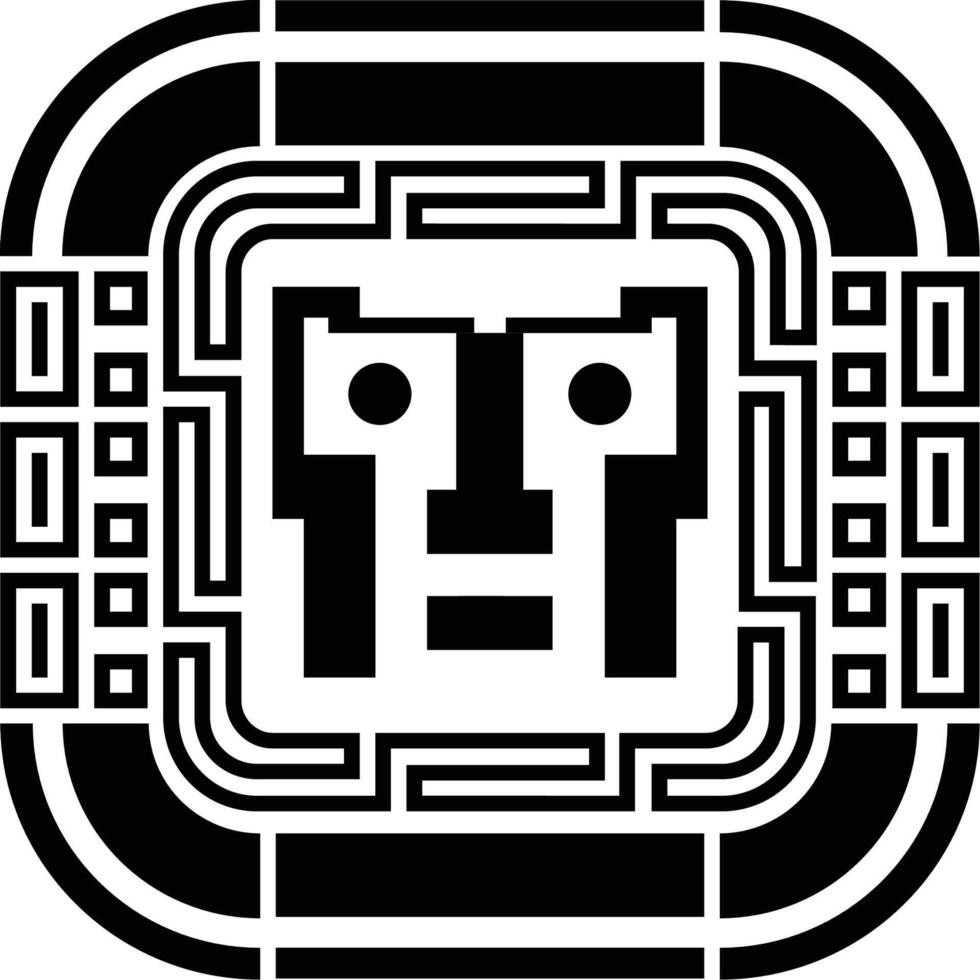 Digital pixel cyber avatar icon. Computer technology, security, hacking. Black and white face person. 8-bit abstract symbol design vector