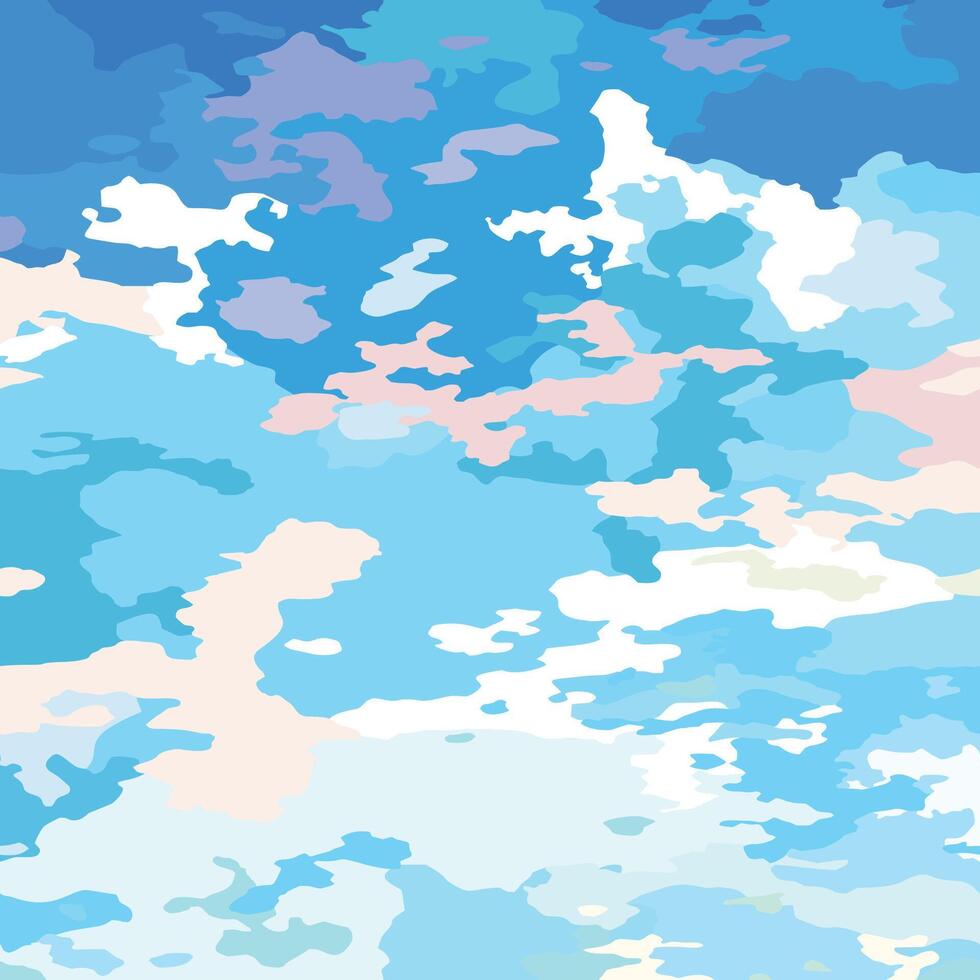 Clouds scenic backdrop blue-pink gentle morning sunrise. Cartoon sky and clouds, abstract sunset background vector