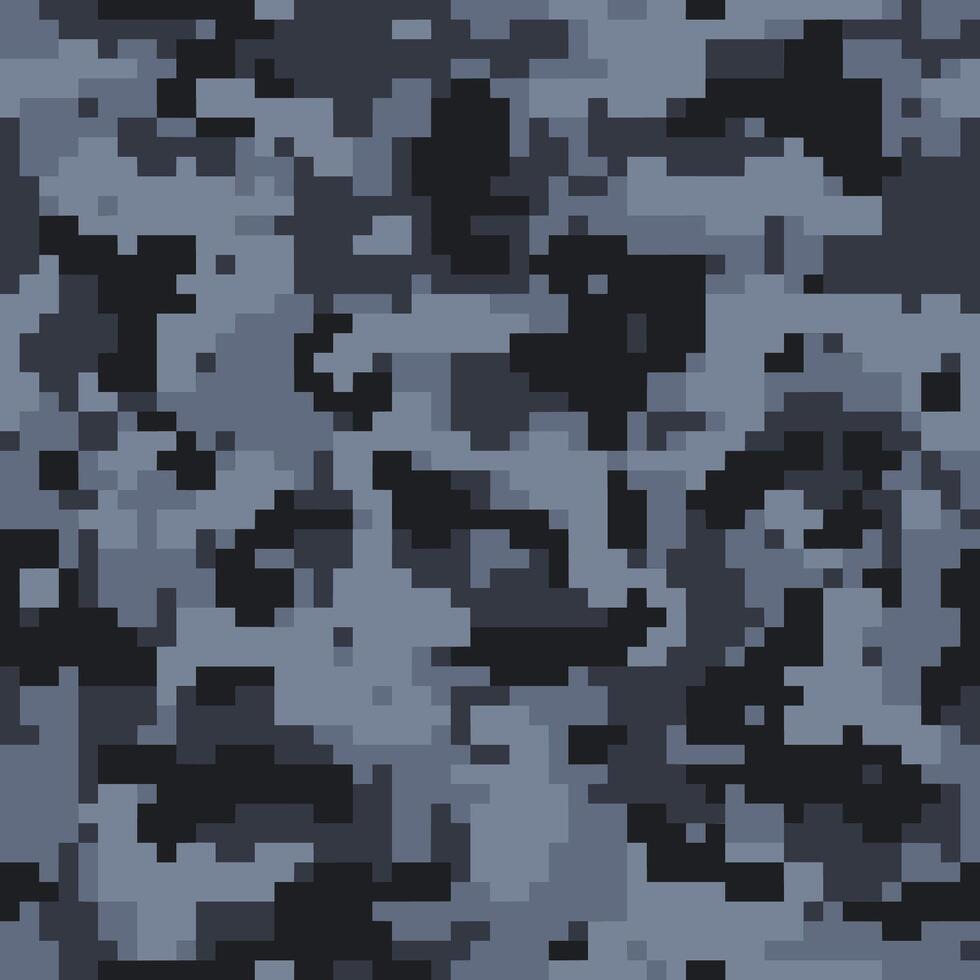 Digital black pixel camouflage seamless pattern for your design. Camo texture vector