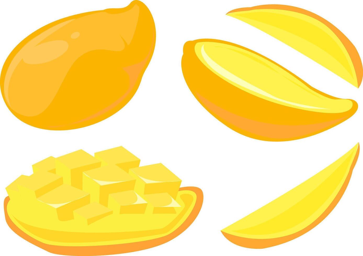 illustration of whole and slice yellow mango vector
