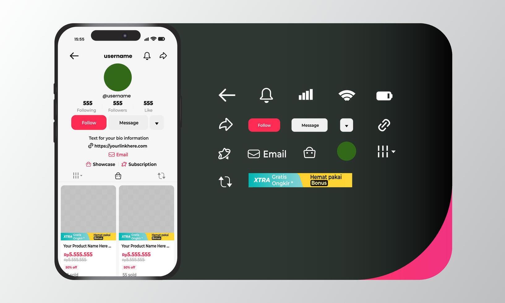 TikTok Shop Account Interface Template Set With Smartphones vector