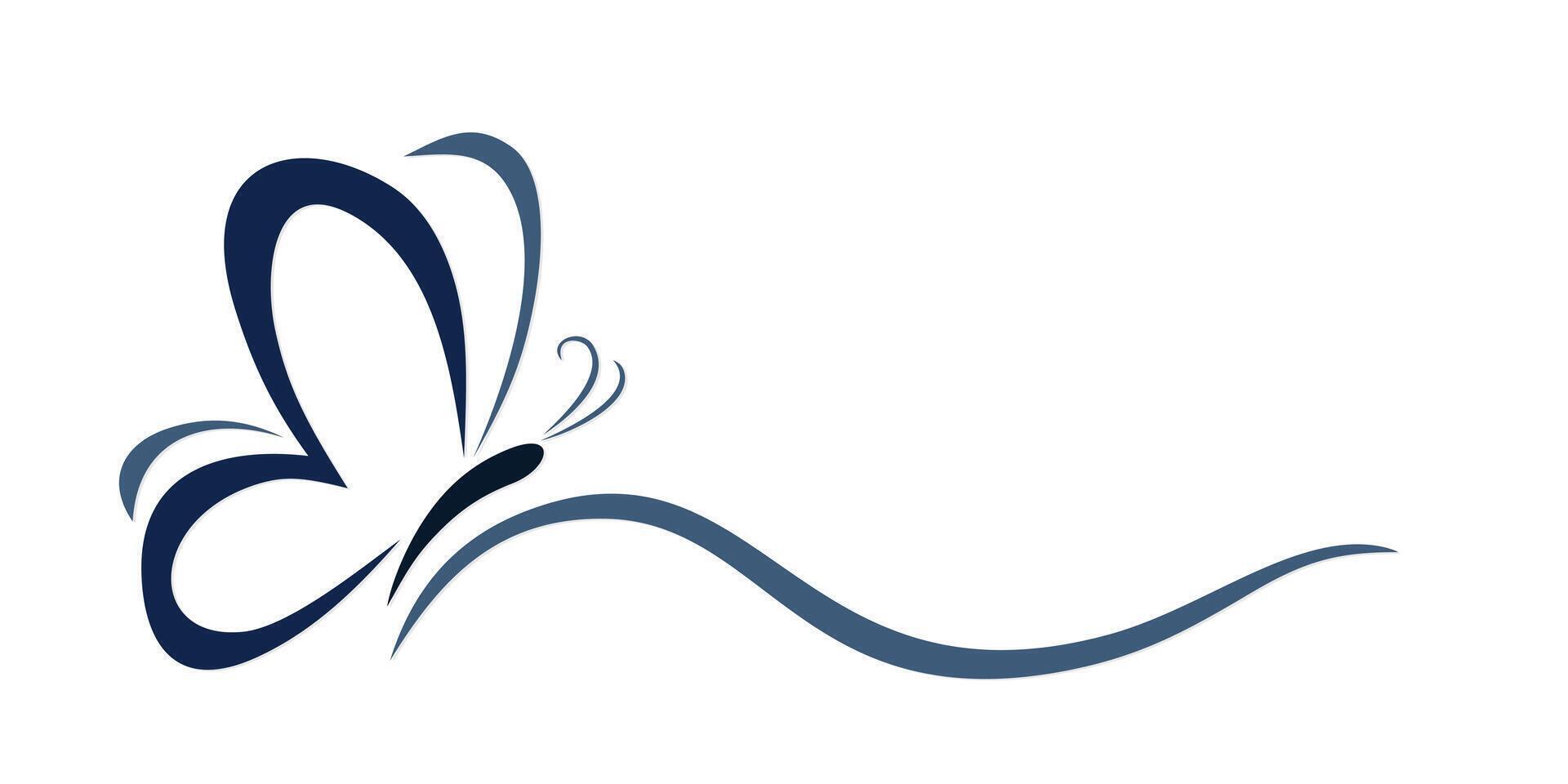 The symbol of a flying blue butterfly. vector