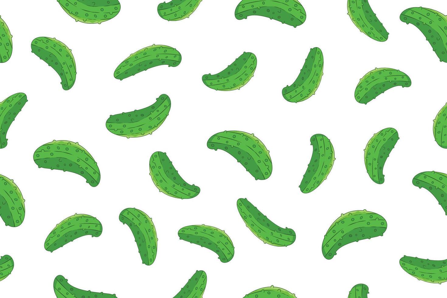 Green cucumber seamless pattern on white background vector