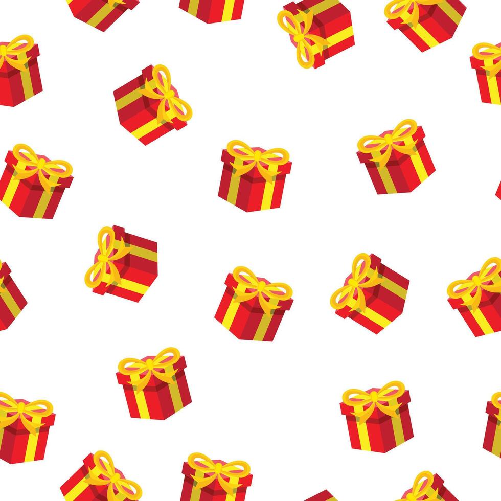 red and yellow gift boxes seamless pattern with on white background vector