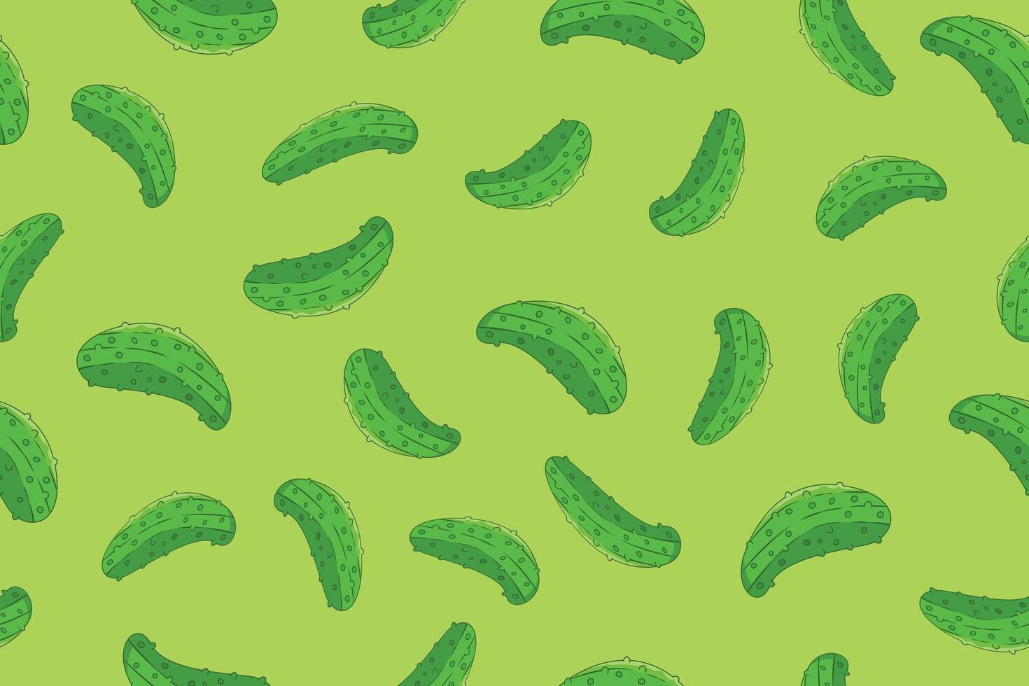 Pickle fabric or green cucumber seamless pattern isolated on light green background vector
