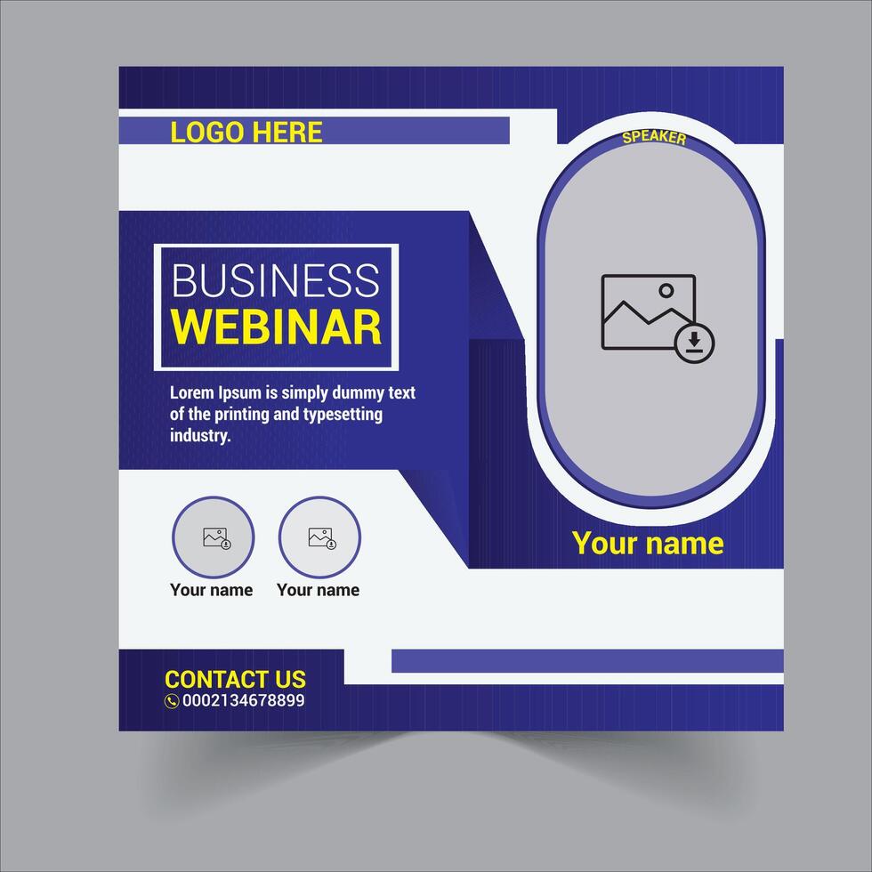 Set of social media post template for Business Webinar ,and social media Marketing Webinar, and seminars with minimalist background.conference, banner vector