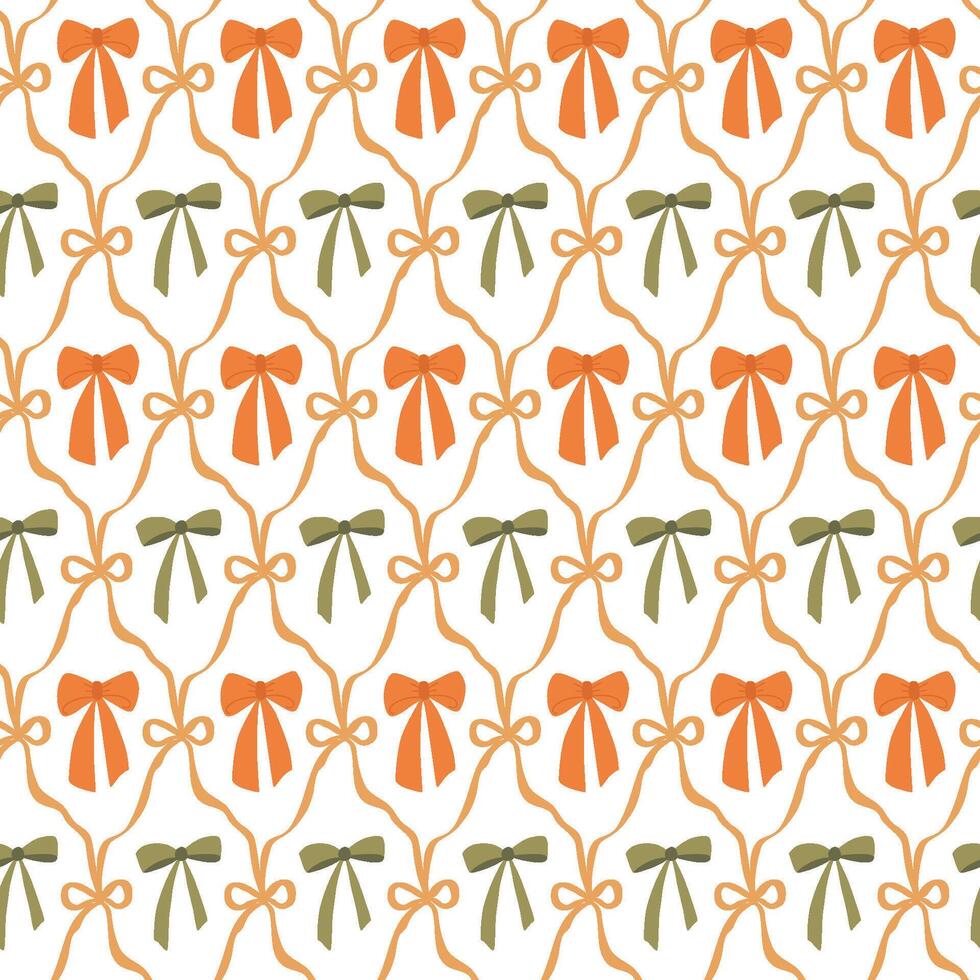 Cute bows and ribbons seamless pattern. Coquette repeat background with bow knots. hand drawn design for wallpaper, repeat background, print, textile, wrap paper, birthday decoration. vector