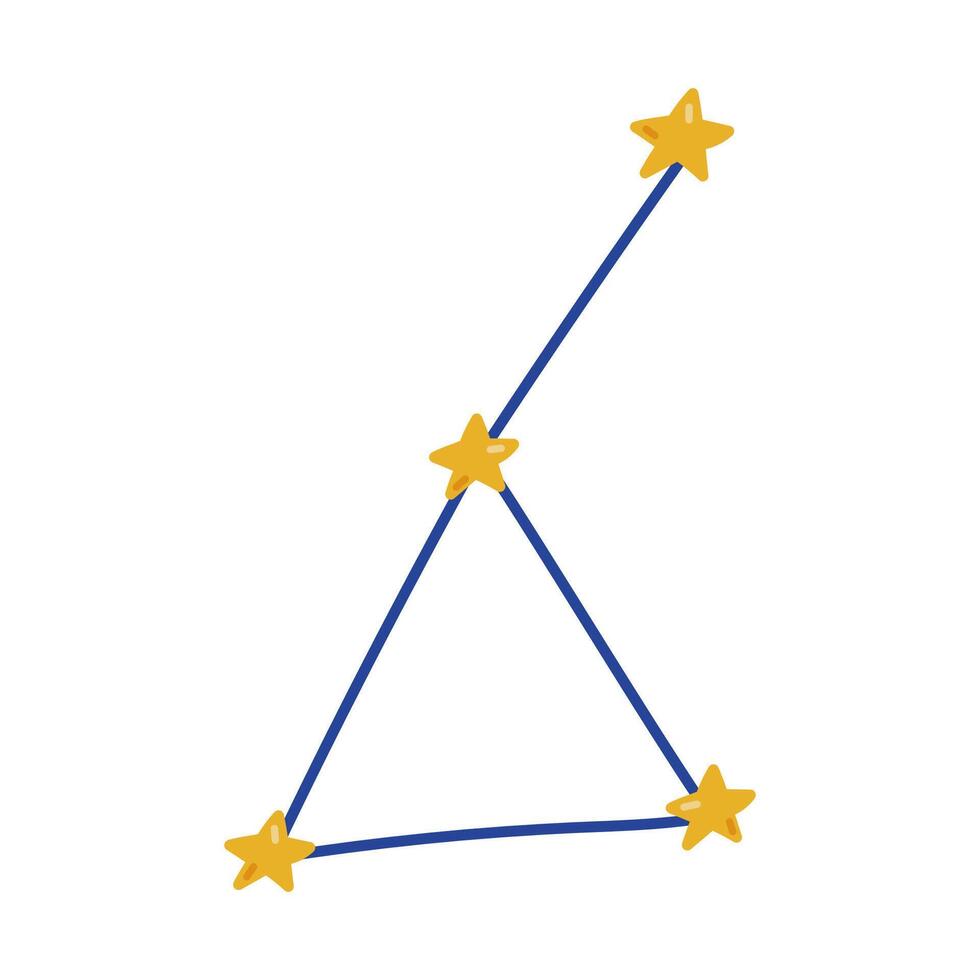 Cute cartoon star constellation from Solar System in childish style. Trendy simple sign of astronomy, astrology, universe. Hand drawn colorful constellation from stars isolated on white background vector
