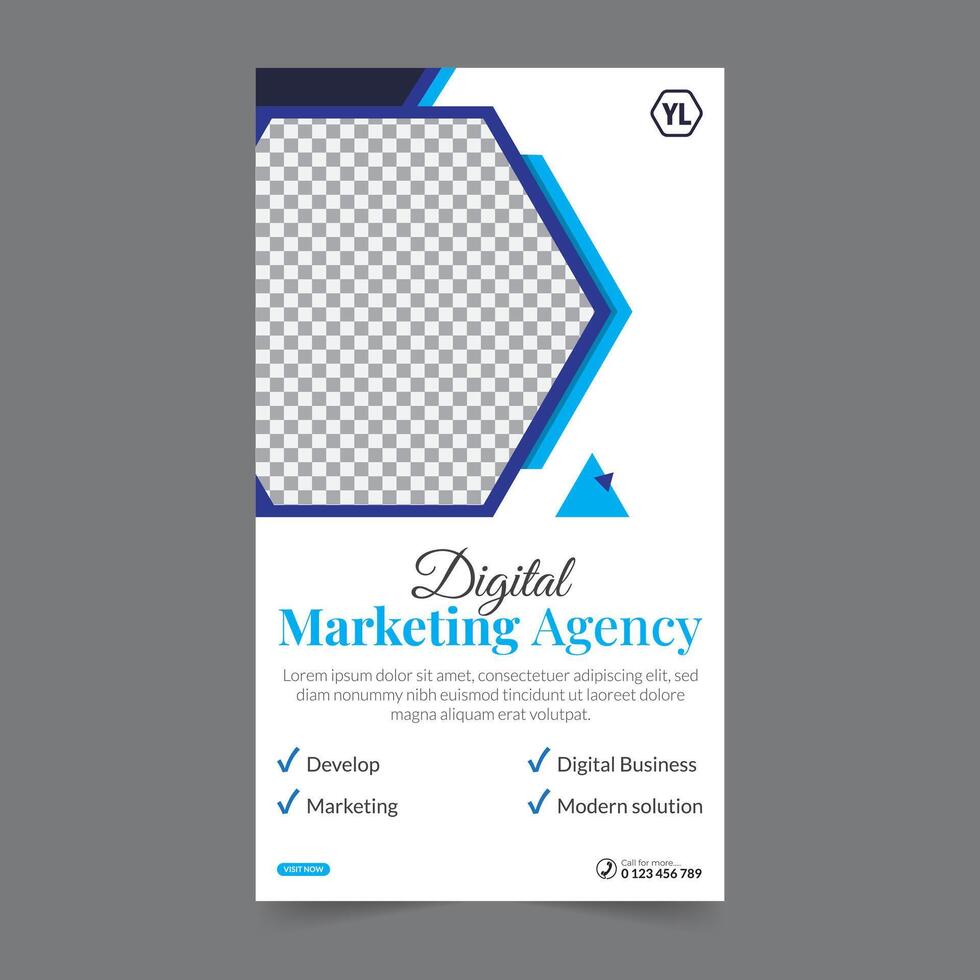Digital marketing social media story business webinar for social media post, business post or stories banner template geometric shape design for attractive abstract elements post background space vector