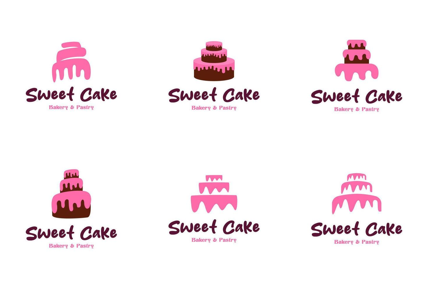 Set of sweet cake logo design for bakery and pastry shops collection template illustration vector