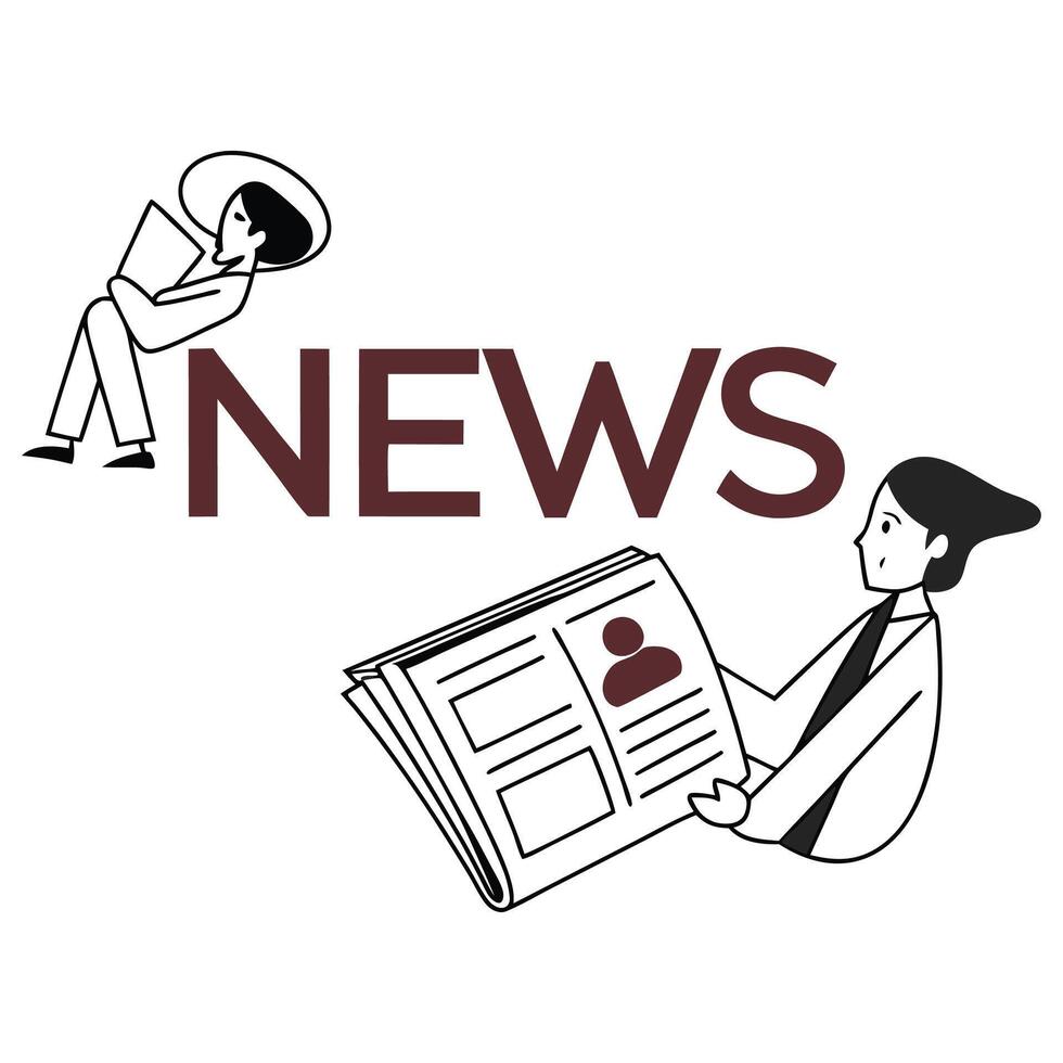 News logo with a man reading a newspaper vector