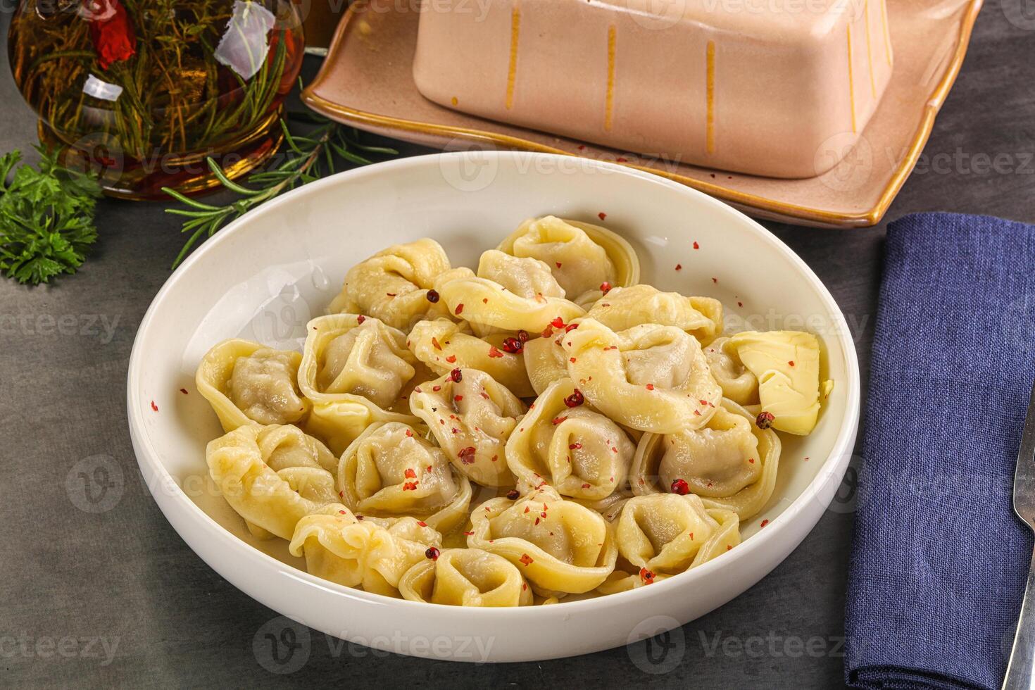 Russian homemade dumplings with meat photo