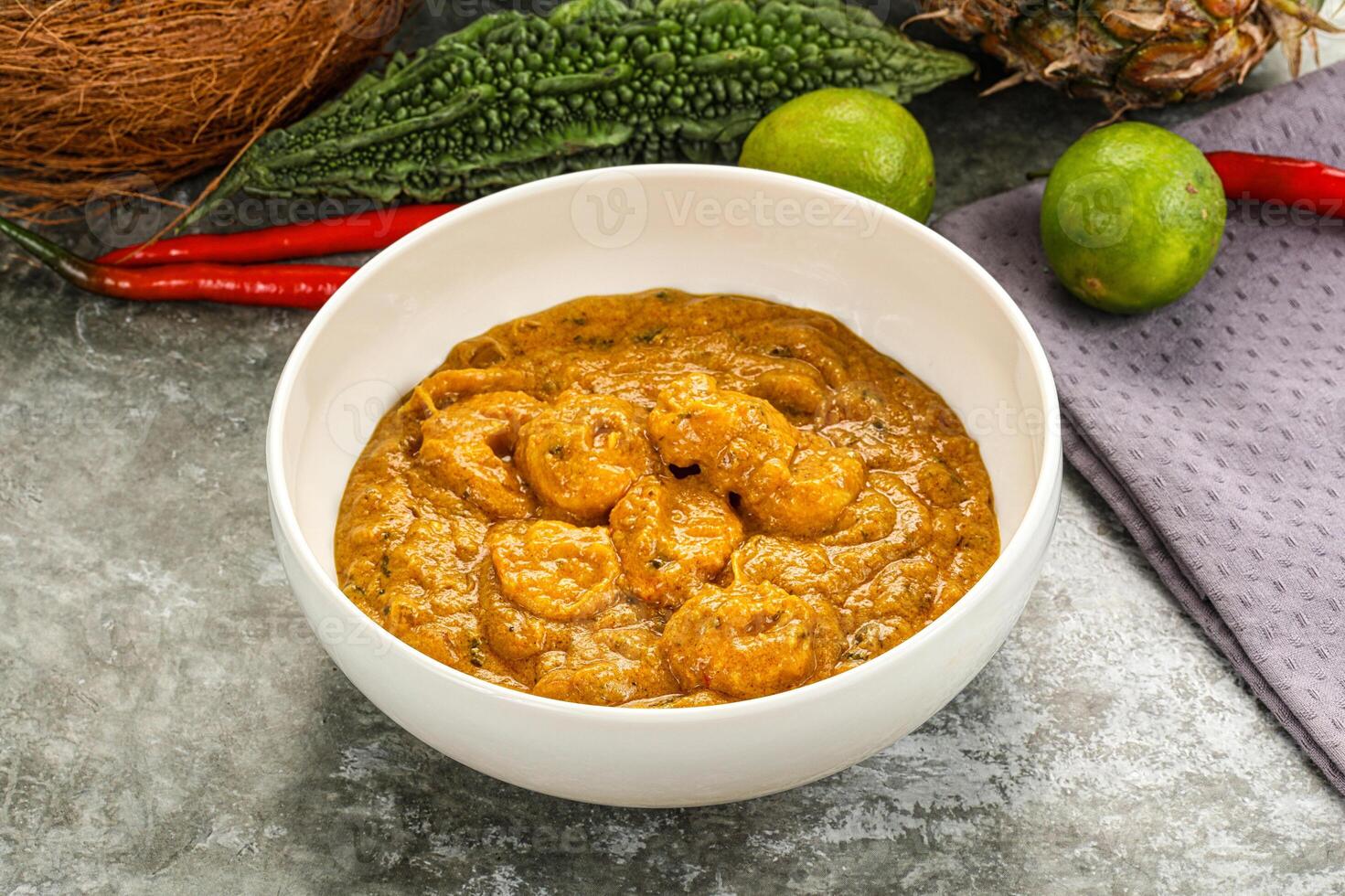 Indian prawn masala with spices photo