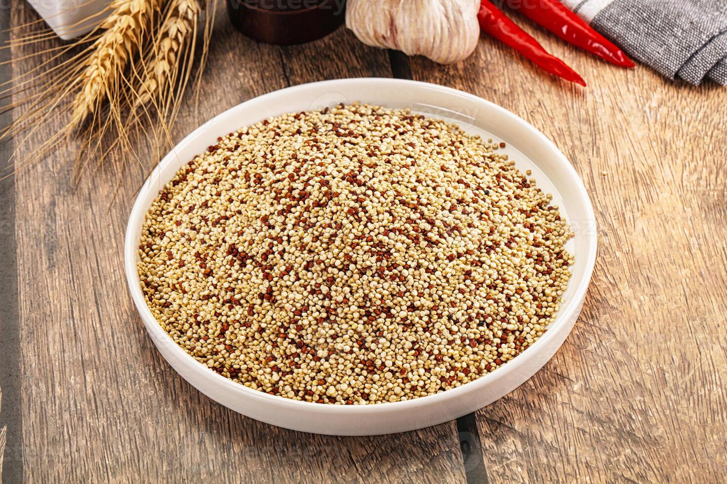 Raw dry quinoa seeds cereal photo