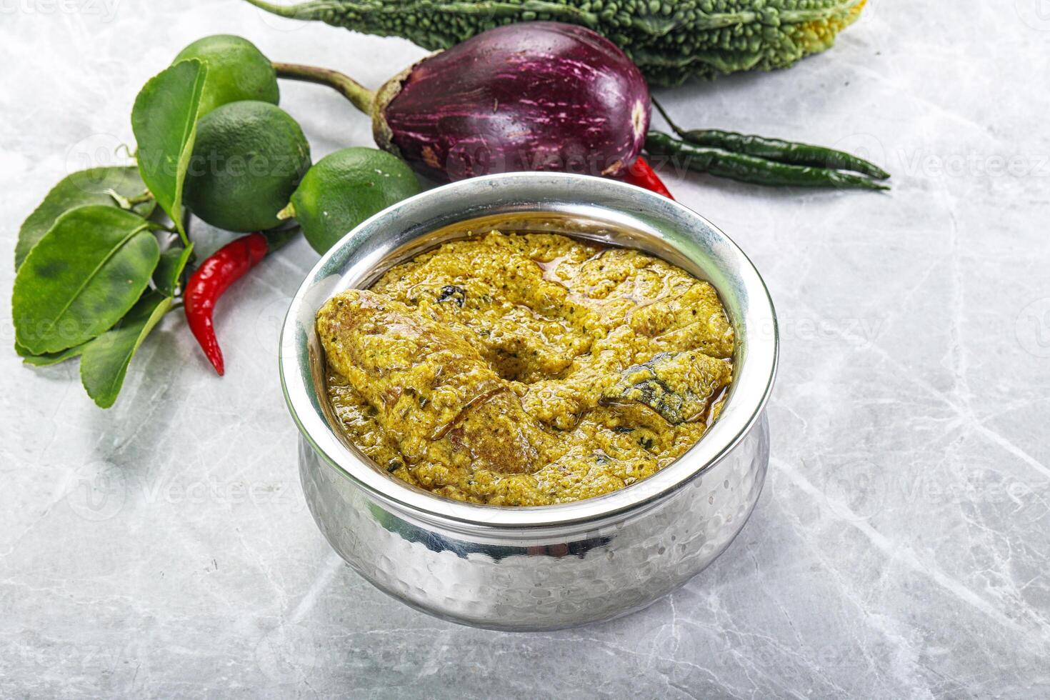 Indian cuisine - pork masala sauce photo