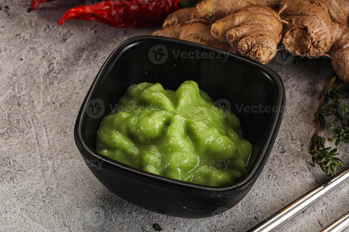 Green organic asian Wasabi seasoning photo