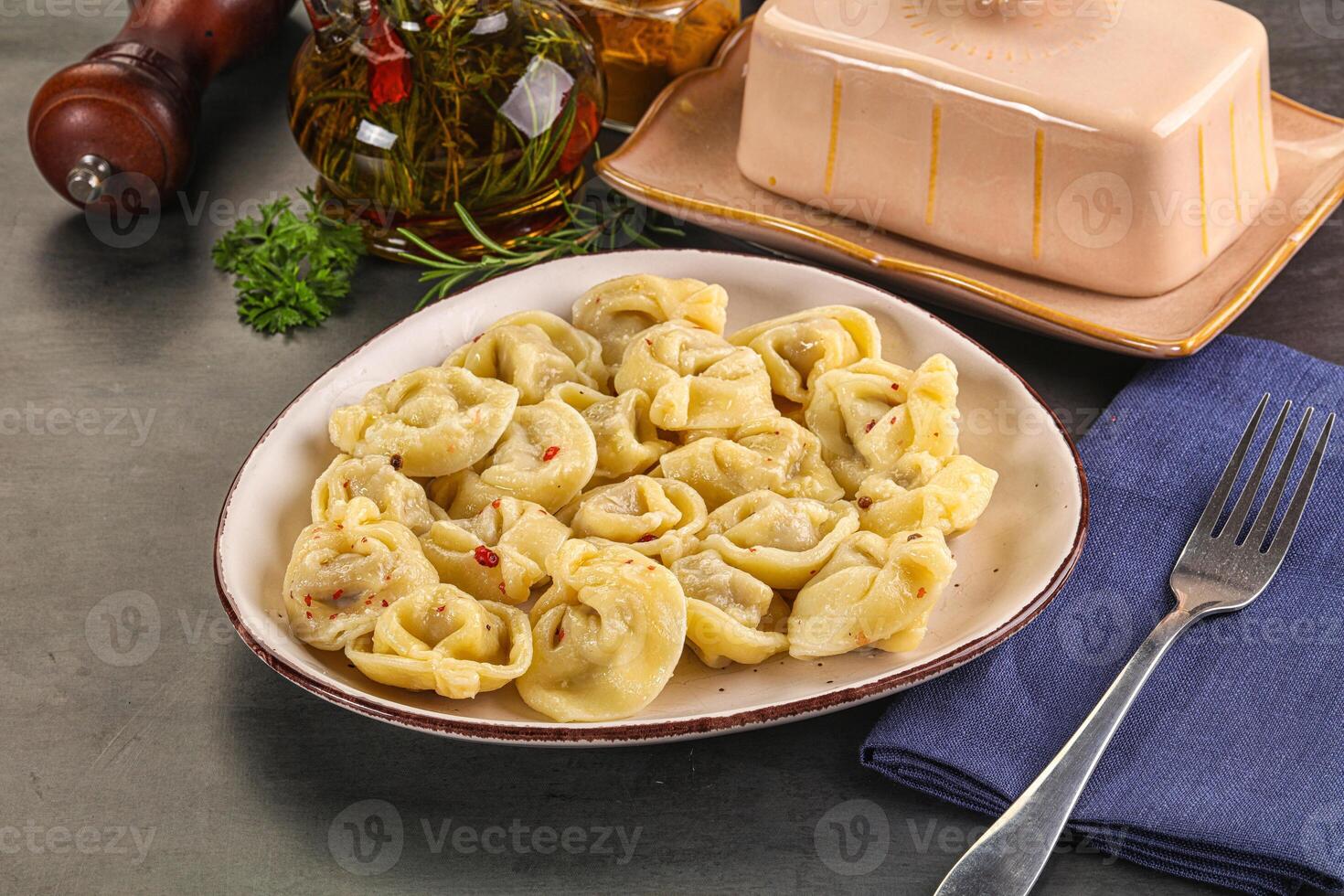 Russian homemade dumplings with meat photo