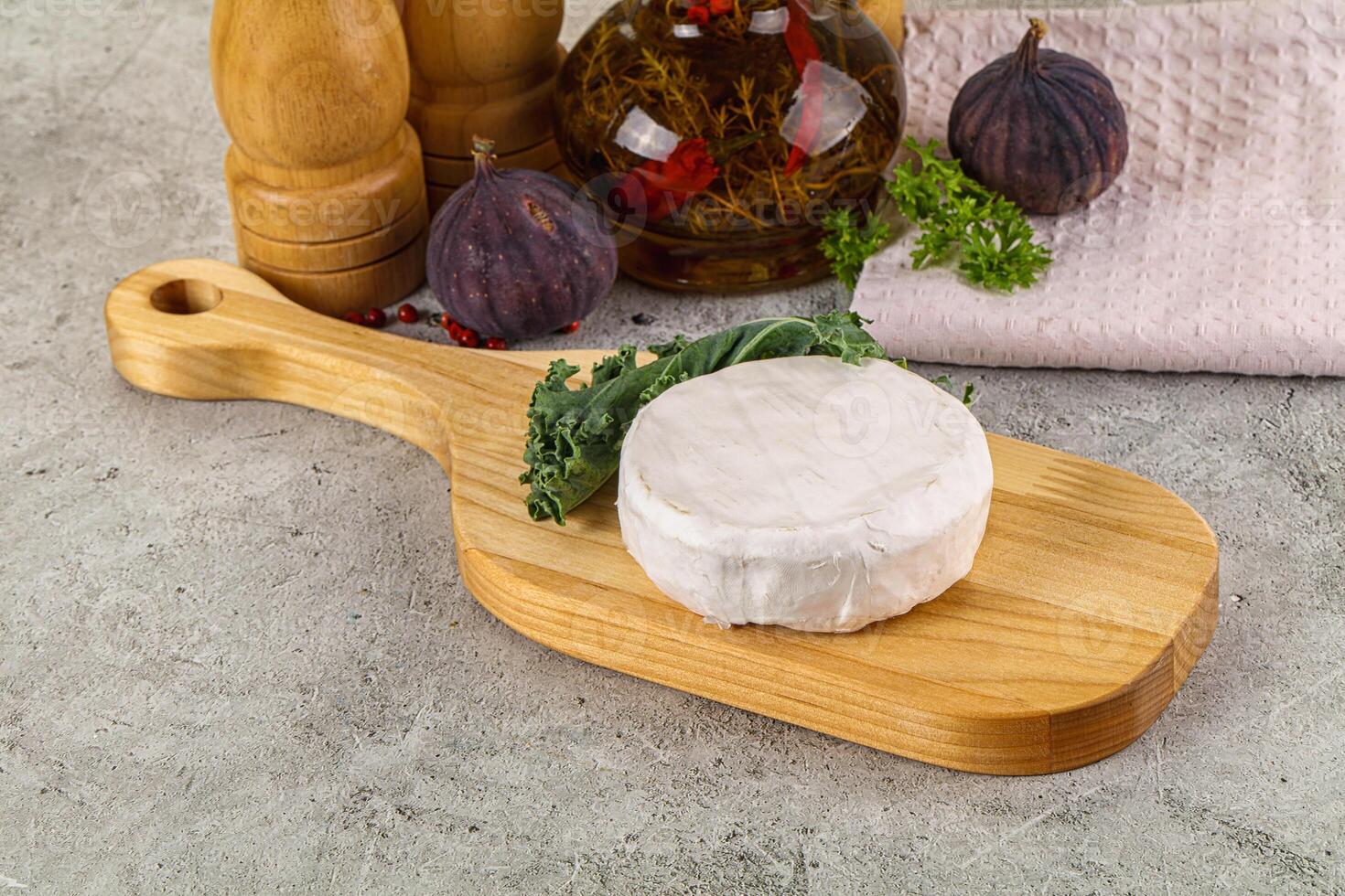 Gourmet round creamy Camembert cheese photo