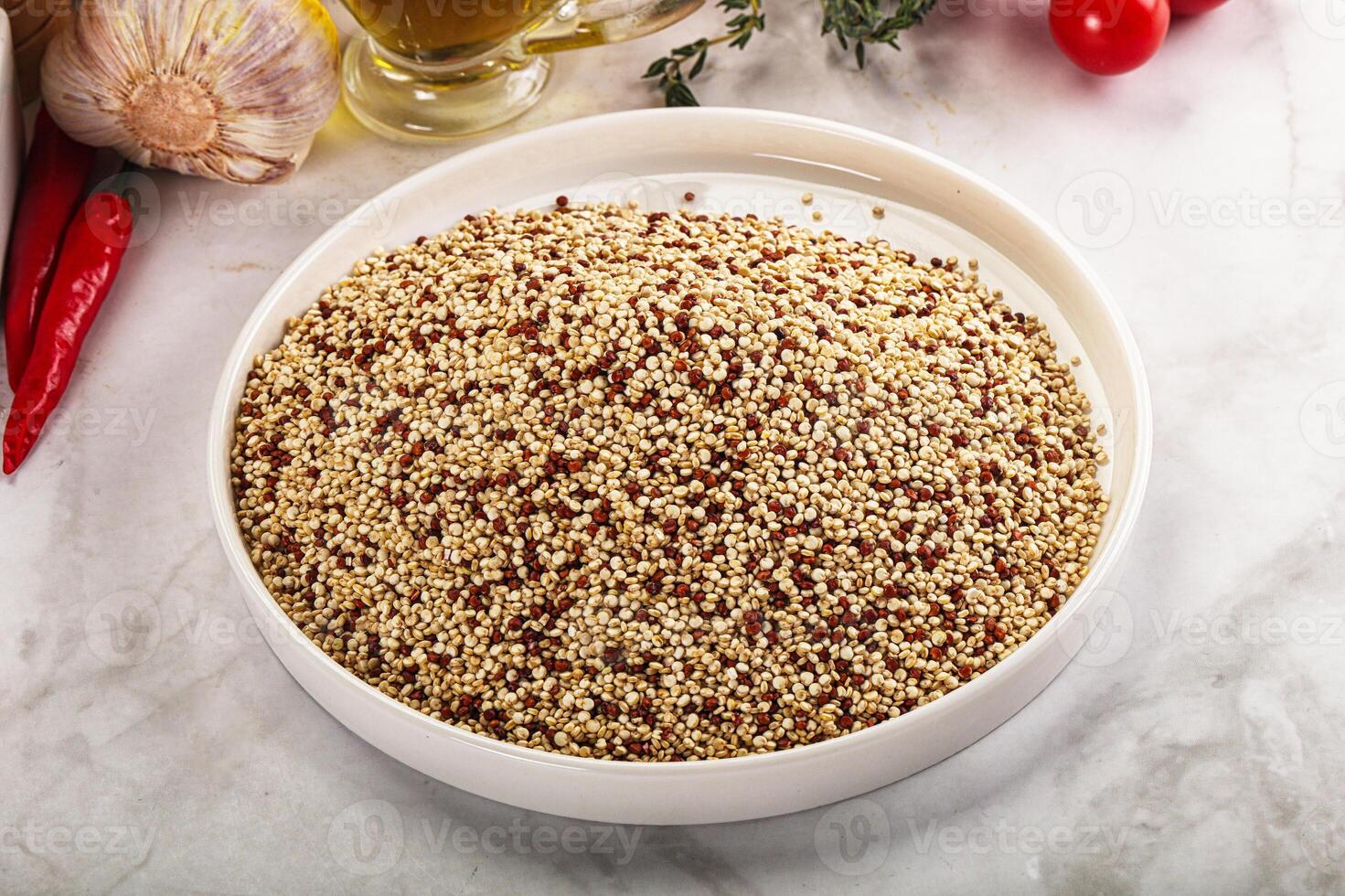 Raw dry quinoa seeds cereal photo
