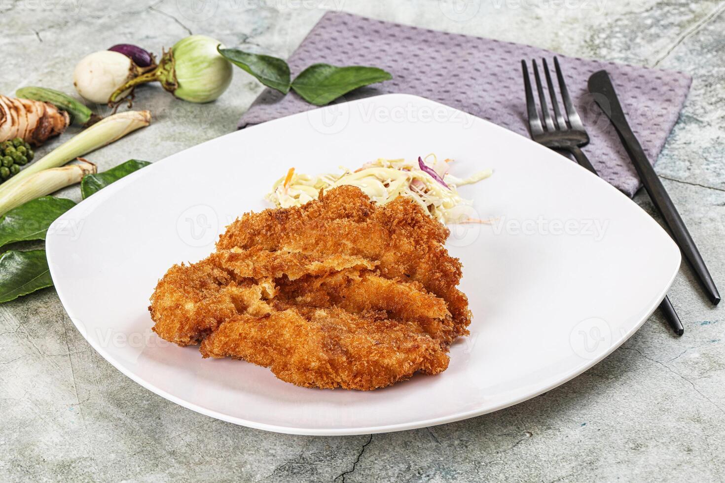 Tonkatsu fried cutlet with cabbage photo