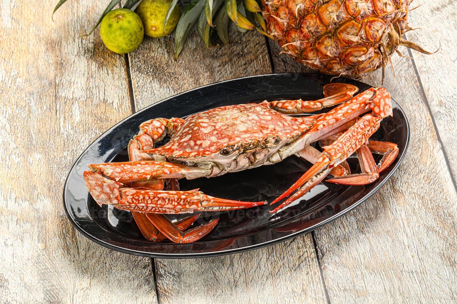 Seafood cuisine -delicous steamed crabs photo