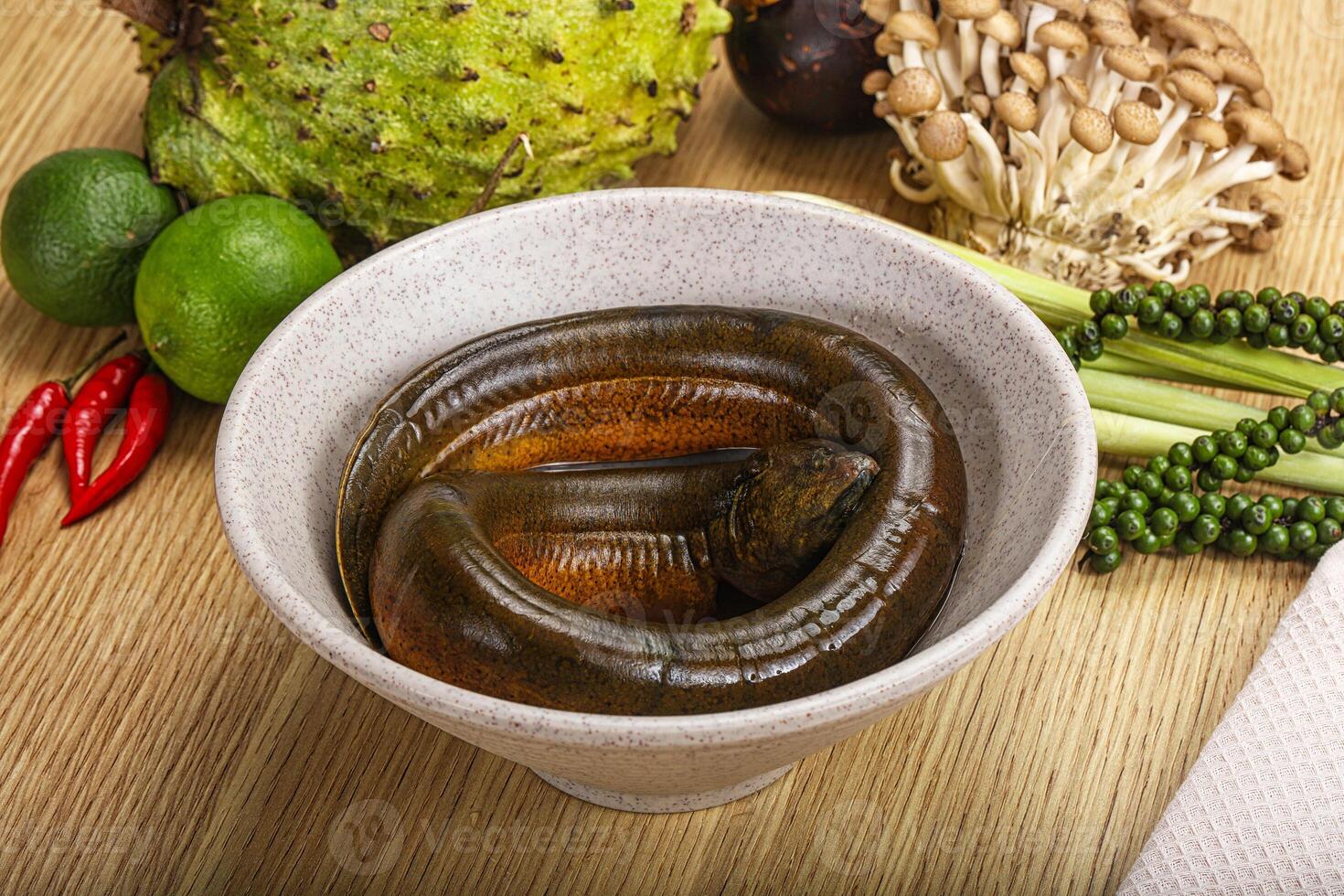 Fresh raw uncooked eel for grill photo