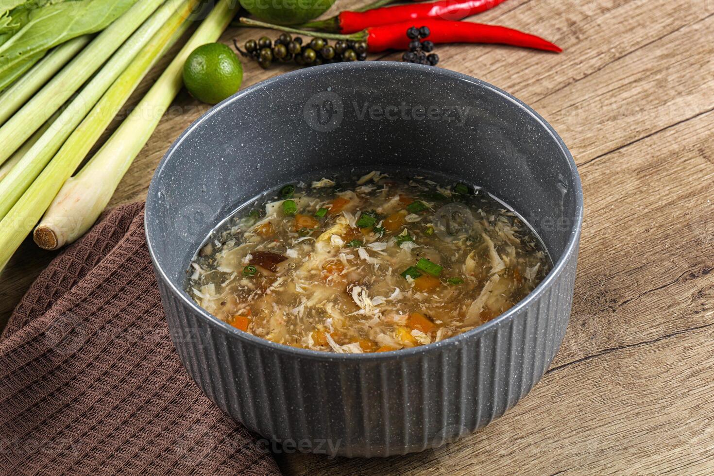 Asian gourmet crab soup with spices photo