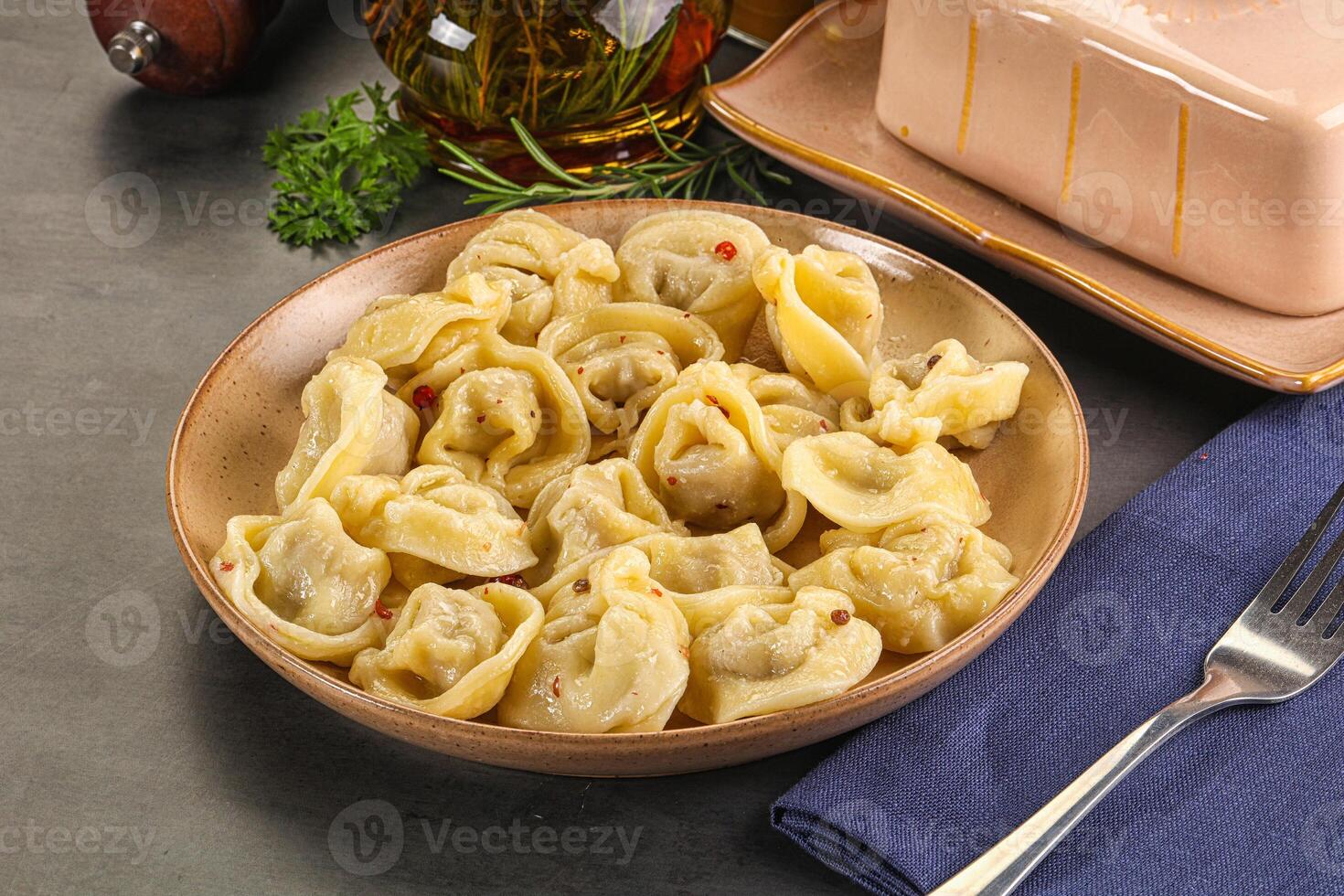 Russian homemade dumplings with meat photo
