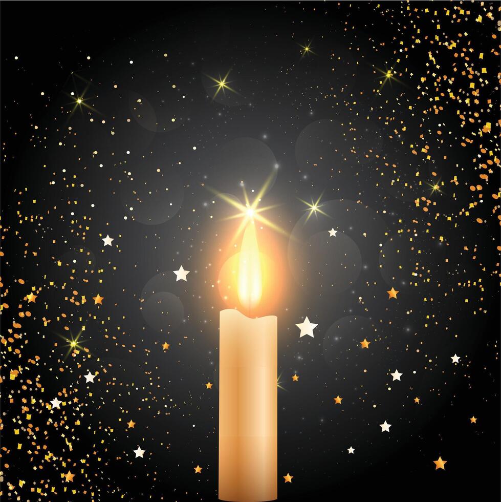 A lit candle that is lit up with stars, Shining candle, Event, Party, Birthday, Celebration vector