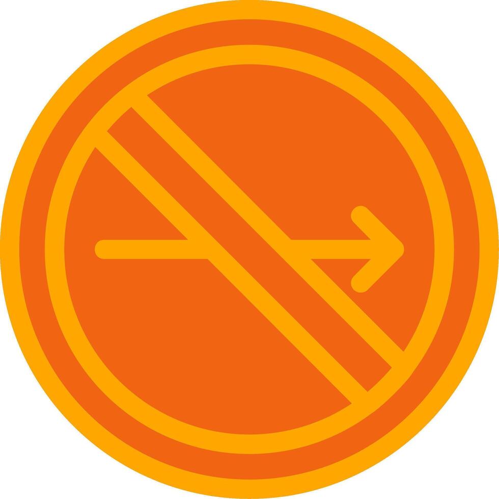No Turn Right Orange Filled Icon vector