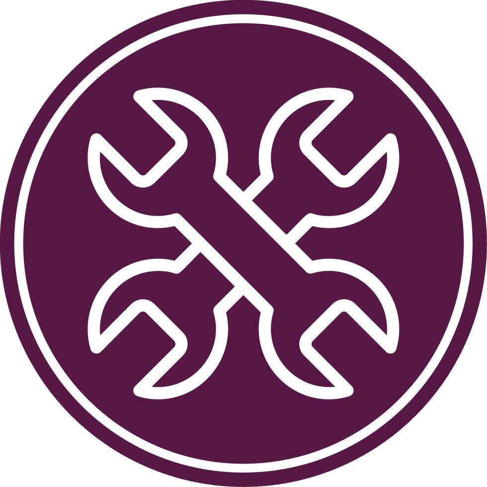Wrench Line Circle Icon vector