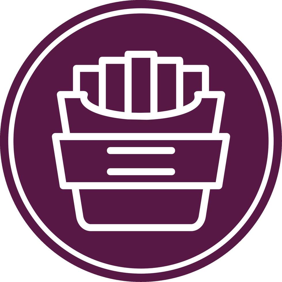 French Fries Line Circle Icon vector