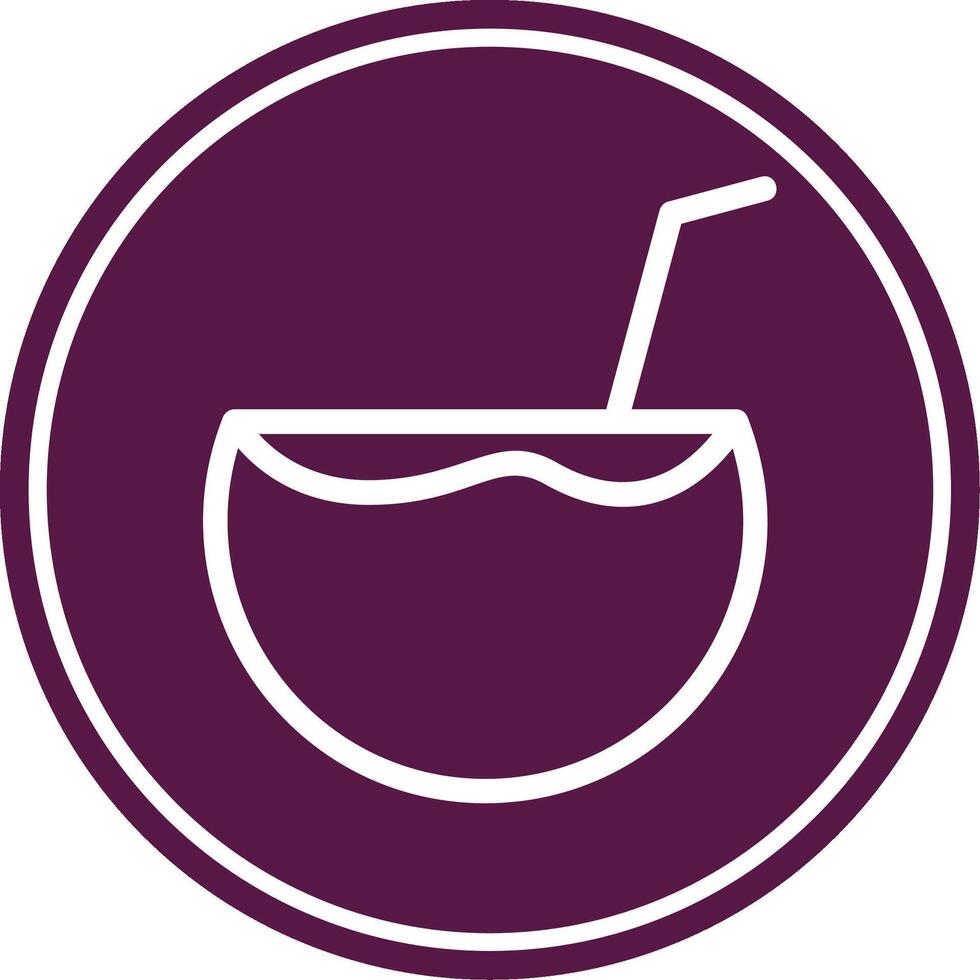Coconut Drink Line Circle Icon vector