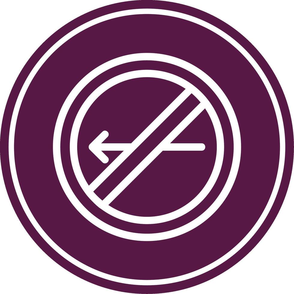 No Turn Left Line Circle Icon vector